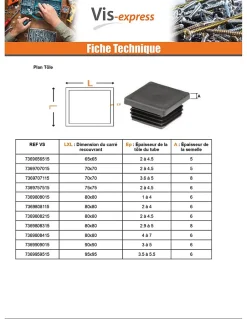 Bouchon carré 30X30 épaisseur tole du tube 1.2 A2.25 Polyethylène noir - 30 pièces-Vis Express Clearance