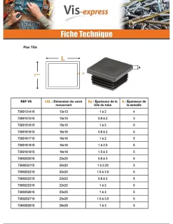 Bouchon carré 20X20 épaisseur tole du tube 0.8 à 3 Polyethylène noir - 30 pièces^Vis Express Online