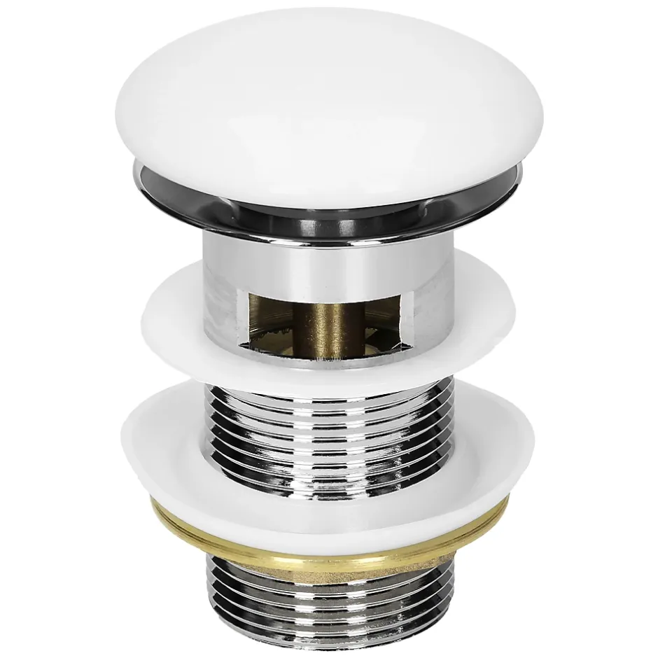 Bouchon de vidange H109mm blanc universel pop-up pour lavabo avec trop-plein joints inclus-Luxebath Hot