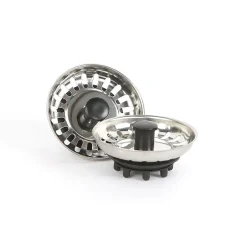 Bouchon d'évier avec caoutchouc, finition chromée polie, en acier-Kibath Hot