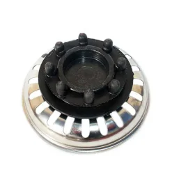 Bouchon d'évier avec caoutchouc, finition chromée polie, en acier-Kibath Hot