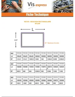 Bouchon rectangle pour tube 100X50 épaisseur tole du tube 1.5 à 4.5 nylon noir - 1 pièce-Vis Express New