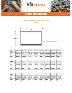 Bouchon rectangle pour tube 100X50 épaisseur tole du tube 1 à 4 nylon noir - 30 pièces-Vis Express Online