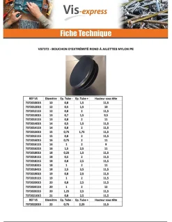 Bouchon rond pour tube Diamètre Extèrieur 52 Intérieur 45-49 nylon noir - 30 pièces^Vis Express New