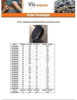 Bouchon rond pour tube Diamètre Extèrieur 50 Intérieur 44-48 nylon noir - 1 pièce-Vis Express Hot