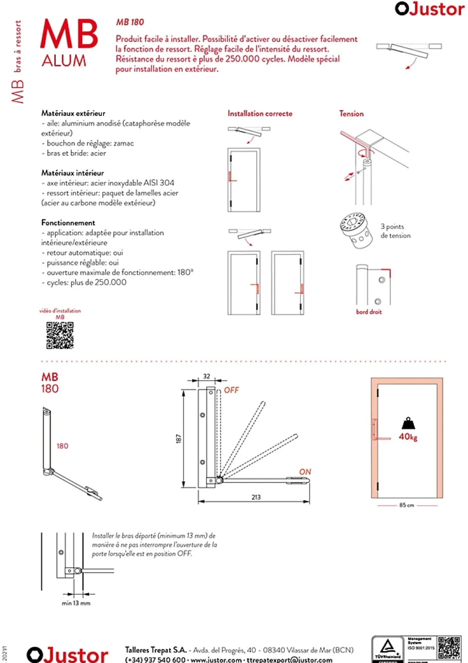 Bras à ressort ferme porte, a corps très fin en Aluminium anodisé bronze-Hardwarexchange Outlet