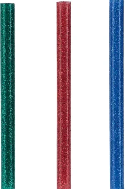 Bâton de colle pailletée pour décoration Ø7mm x 94mm, lot de 36 x 3 couleurs (rouge, bleu, vert)^Rapid