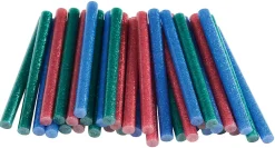 Bâton de colle pailletée pour décoration Ø7mm x 94mm, lot de 36 x 3 couleurs (rouge, bleu, vert)^Rapid