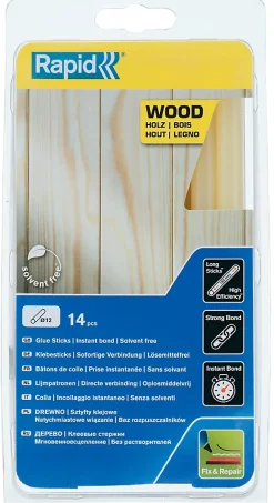 Bâtons de colle pour bois & dérivésØ12mm x 190mm, lot de 14-Rapid Hot