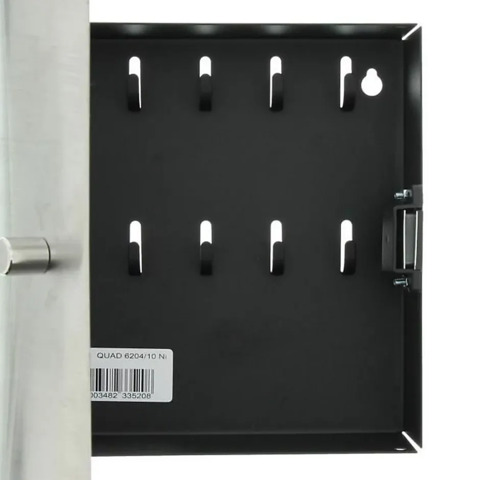 Burg Wächter Quad 6204/10 Ni - Boîte à clés murale en acier inoxydable, 10 crochets, fermeture magnétique-Burg-Wachter