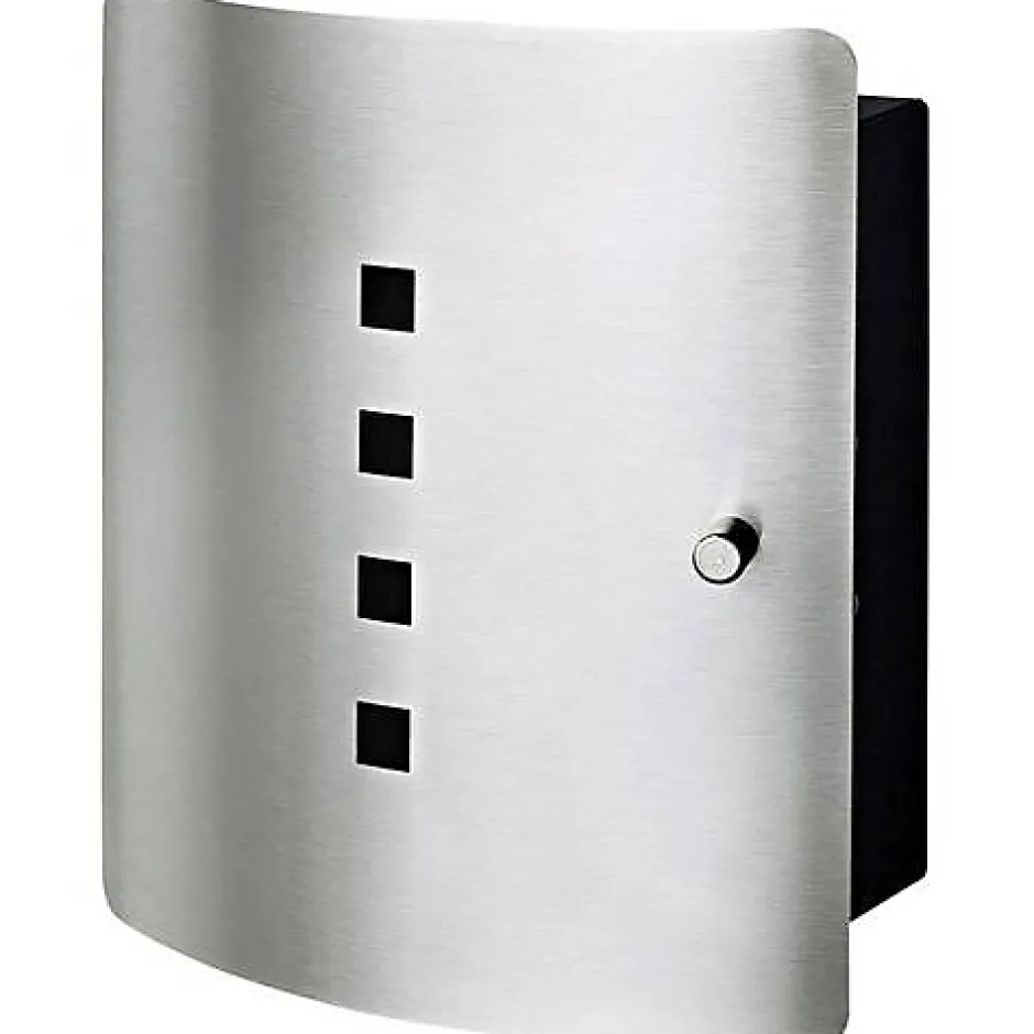 Burg Wächter Quad 6204/10 Ni - Boîte à clés murale en acier inoxydable, 10 crochets, fermeture magnétique-Burg-Wachter