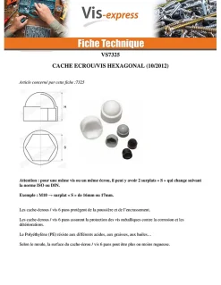 Cache Ecrou ou cache tête vis Tête hexagonale TH M18 nylon blanc Sur plat 27 - 10 pièces^Vis Express Clearance