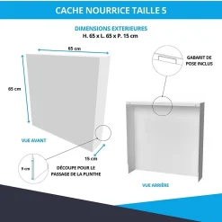 Cache nourrice plomberie en acier Blanc - Largeur fixe - Taille 5 : 650 x 650 x 150 mm-Atole Online