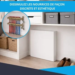 Cache nourrice plomberie en acier Blanc - Largeur fixe - Taille 5 : 650 x 650 x 150 mm-Atole Online