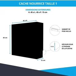 Cache nourrice plomberie en acier Noir - Largeur fixe - Taille 1 : 450 x 450 x 150 mm-Atole Outlet