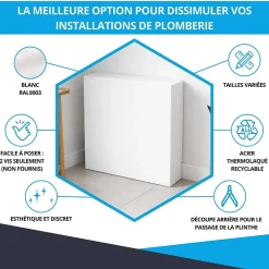Cache nourrice plomberie en acier Blanc - Largeur fixe - Taille 6 : 650 x 850 x 150 mm-Atole