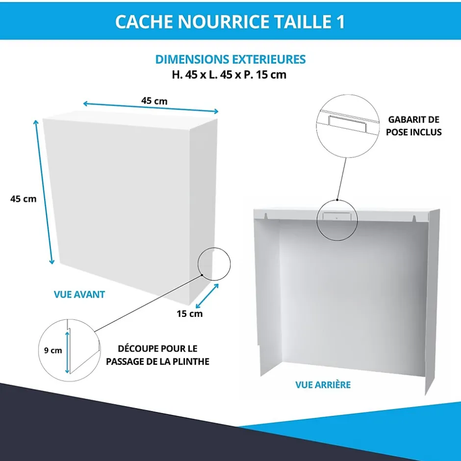 Cache nourrice plomberie en acier Blanc - Largeur fixe - Taille 1 : 450 x 450 x 150 mm^Atole Sale