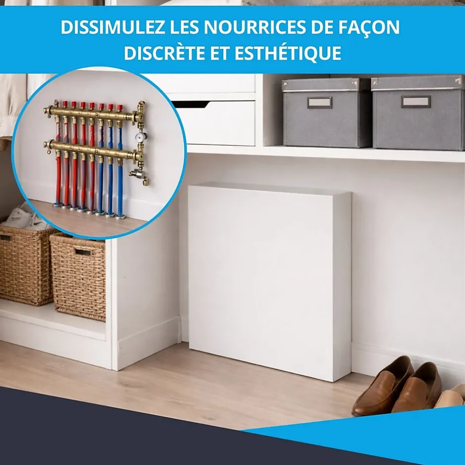 Cache nourrice plomberie en acier Blanc - Largeur fixe - Taille 1 : 450 x 450 x 150 mm^Atole Sale