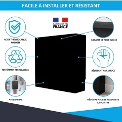 Cache nourrice plomberie en acier Noir - Largeur fixe - Taille 2 : 450 x 650 x 150 mm-Atole Clearance