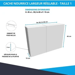 Cache nourrice plomberie en acier Blanc - Largeur réglable - Taille 1-Atole Outlet