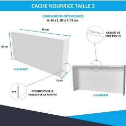 Cache nourrice plomberie en acier Blanc - Largeur fixe - Taille 3 : 450 x 850 x 150 mm-Atole Outlet