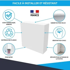 Cache nourrice plomberie en acier Blanc - Largeur fixe - Taille 3 : 450 x 850 x 150 mm-Atole Outlet