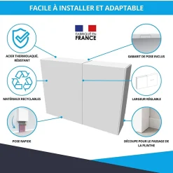 Cache nourrice plomberie en acier Blanc - Largeur réglable - Taille 4 : 650 x 605 à 1150 x 150 mm-Atole Online