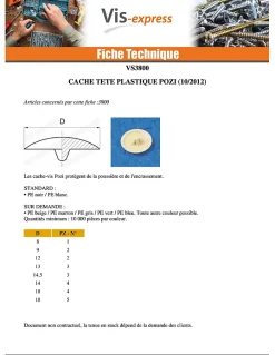 Cache tête Plastique Pozi numéro 2 Diamètre de tête: 12 RAL9010 blanc pur - 1000 pièces^Vis Express Clearance