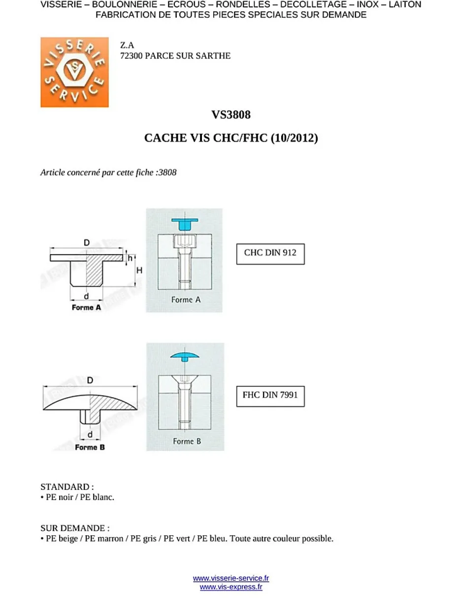 Cache tête Vis CHC FHC Clé de 4 HC4 4.2X16.5 Nylon Gris - 100 pièces^Vis Express