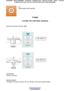 Cache tête Vis CHC FHC Clé de 5 HC5 5.3X11.5 Nylon RAL9005 noir foncé - 1 pièce^Vis Express Best