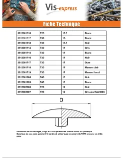 Cache vis Tête fraisée TORX TORX T15 Diamètre de tête: 12 Nylon RAL9010 blanc pur - 1 pièce^Vis Express Best