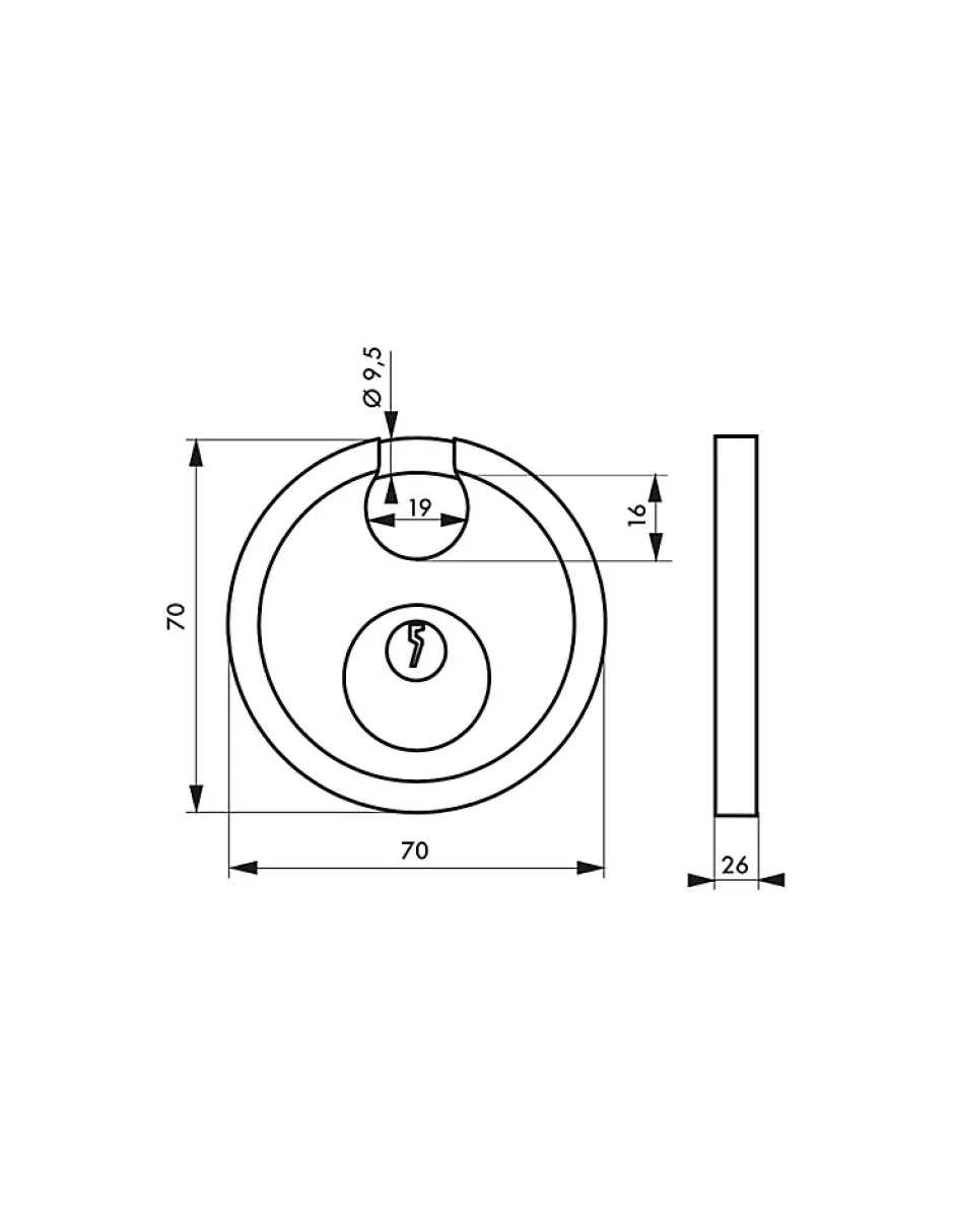 Cadenas à clé Astra UNIKEY (achetez-en plusieurs, ouvrez avec la même clé), 70mm, anse acier, 2 clés --Thirard Online