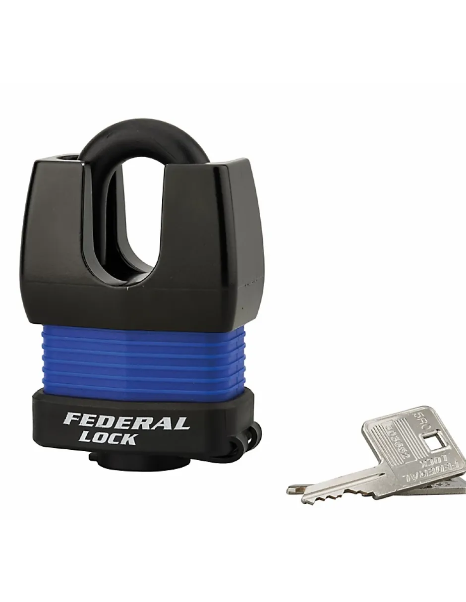 Cadenas à clé Fédéral Lock Docker, extérieur, acier cémenté, double verrouillage, 55mm, 2 clés -^Thirard Online
