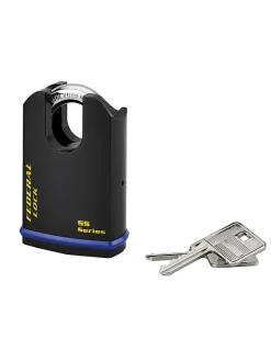 Cadenas à clé Fédéral Lock 720P UNIKEY (achetez-en plusieurs, ouvrez avec la même clé), 63.5mm, anse protégée, 2 clés -^Thirard Outlet