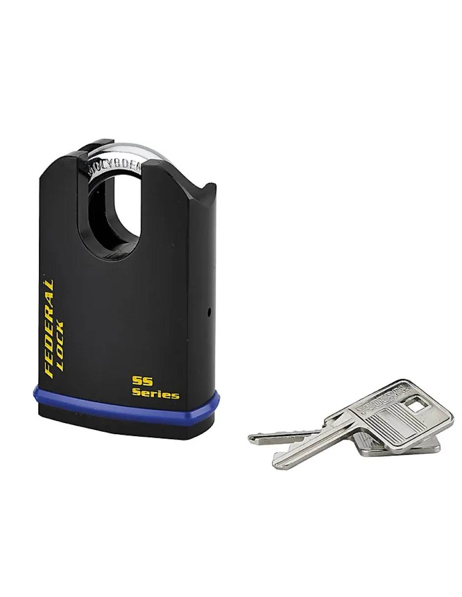 Cadenas à clé Fédéral Lock 720P UNIKEY (achetez-en plusieurs, ouvrez avec la même clé), 63.5mm, anse protégée, 2 clés -^Thirard Outlet