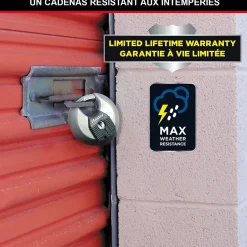 Cadenas à clé Excell M40EURT disque en acier inoxydable Ø. 70 mm hauteur de l'anse 16 mm vendu par 2^Master Lock Clearance