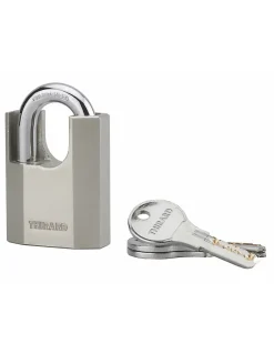 Cadenas à clé Octo-P, acier, chantier, anse protégée acier, 50mm, 3 clés --Thirard Discount