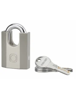 Cadenas à clé Octo-P, acier, chantier, anse protégée acier, 50mm, 3 clés --Thirard Discount