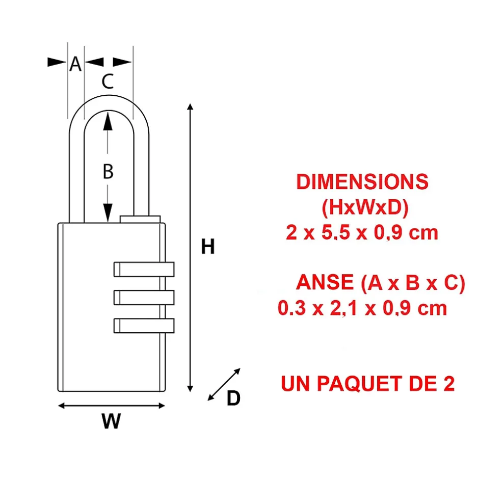 Cadenas à combinaison 7620EURT aluminium l.20 mm hauteur de l'anse 21 mm vendu par 2-Master Lock