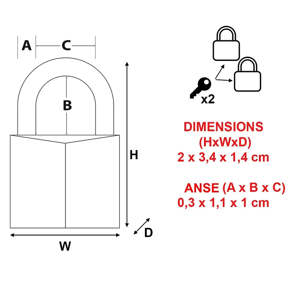 Cadenas Aluminium 20 x 20^Master Lock Outlet