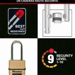 Cadenas Haute Sécurité Combinaison Zinc Anse XL Extérieur M175EURDLH-Master Lock