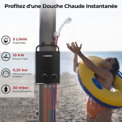 AY132B-DE Chauffe-eau instantanés portables de 5L/min au gaz Propane/Butane (50mbar)-Camplux Outlet