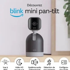 Caméra Blink Mini Pan Tilt 1080p Noir rotative vision nocturne audio bidirectionnel-Blink! Best