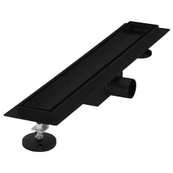 Caniveau de Douche 50 cm 2en1 à Carreler, Noir, Acier Inoxydable-Luxebath Best