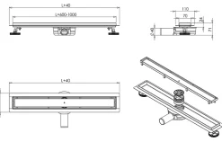 Caniveau de douche à l'italienne Acier inox à carreler avec Siphon, Drain de cabine Filtre anti-odeurs - FlexGT01-3 - 70cm-Bernstein Sale