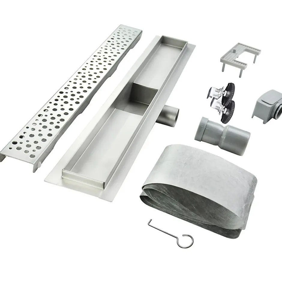 Caniveau de douche à l'Italienne GUMI motif bulle L.60 cm acier, anti-odeurs, débit élevé -^Saniverre Outlet