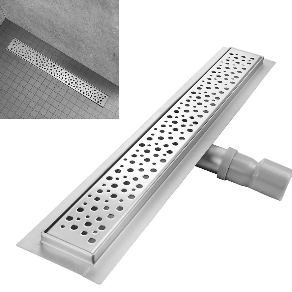 Caniveau de douche à l'Italienne GUMI motif bulle L.60 cm acier, anti-odeurs, débit élevé -^Saniverre Outlet