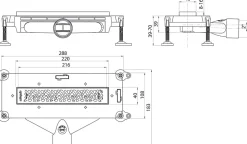 Caniveau de douche extraplat So Line L.220 D40 - 288 mm^Wirquin