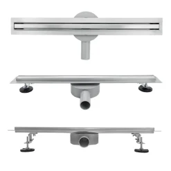 Caniveau de douche italienne étroit TIKA L.70 cm acier inoxydable avec siphon 360, drainage 36l/min-Saniverre Outlet