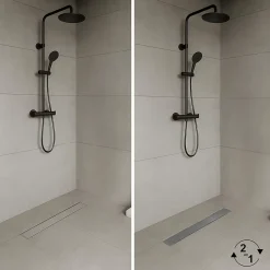 Caniveau de douche Italienne 2en1 CELO L.100 cm à encastrer réversible à carreler ou inox --Saniverre Best